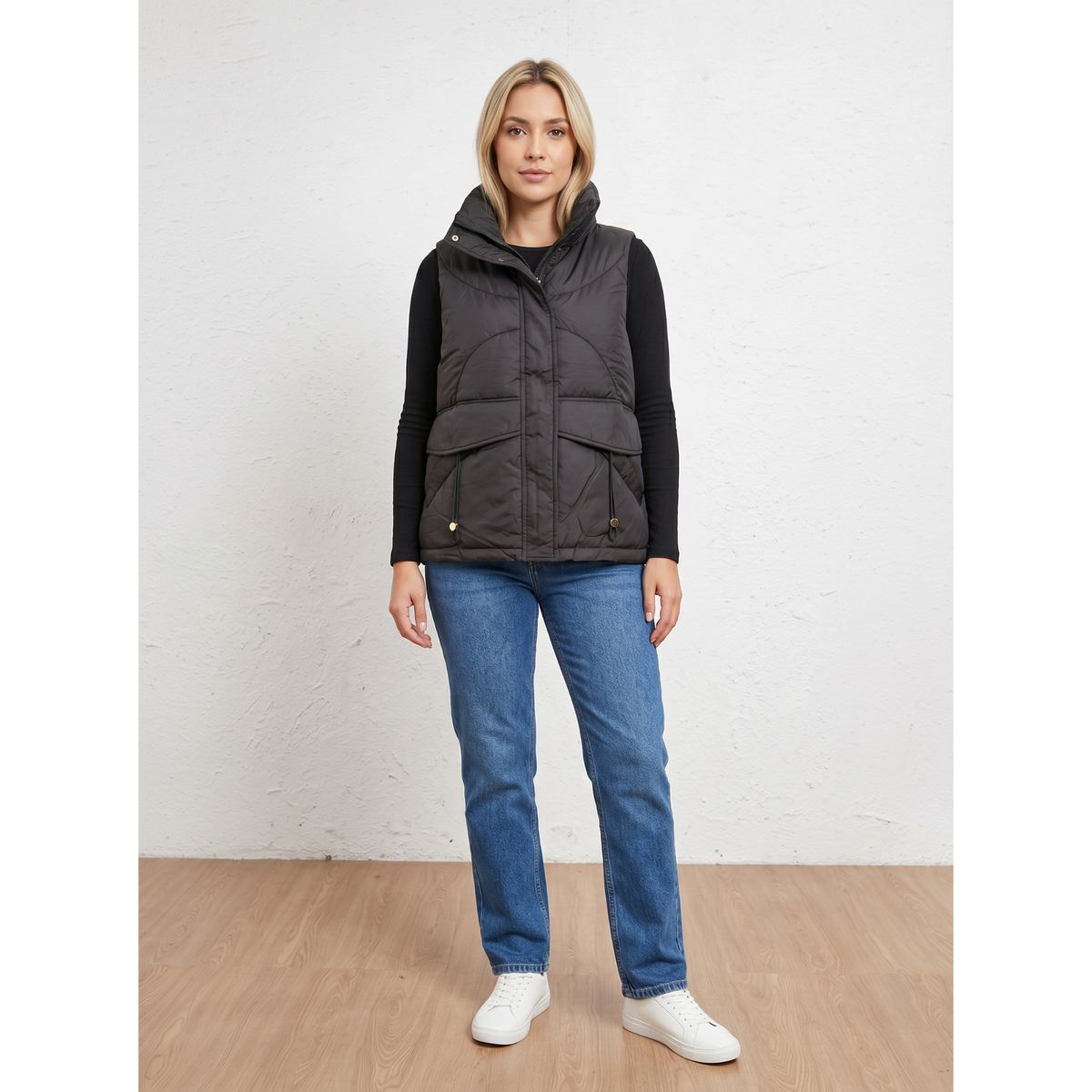 LIKE SHOP - Parka Mujer Sin Mangas Chaqueta Puffa Acolchada Sin Gorro 8020