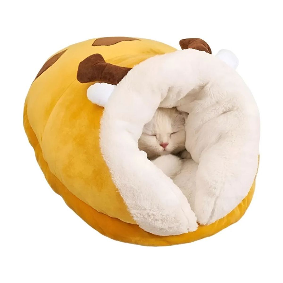 GENERICO - Cama Nido para Gatos Tipo Oruga Cálida Diseno Jirafa Talla M