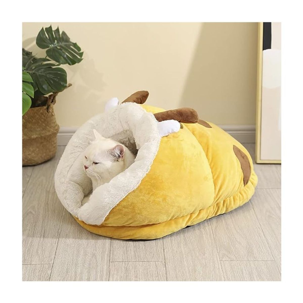 GENERICO - Cama Nido para Gatos Tipo Oruga Cálida Diseno Jirafa Talla M
