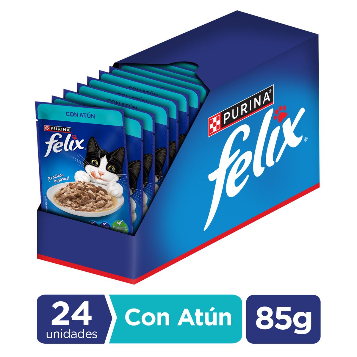 FELIX POUCH - Pack 24x Alimento húmedo para gato FELIX® Adultos sabor Atún sobre 85g