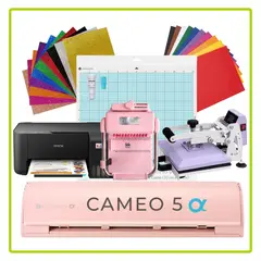 SILHOUETTE - CAMEO 5 ROSADA + KIT ESTAMPADO Y ENCUADERNACIÓN KS11