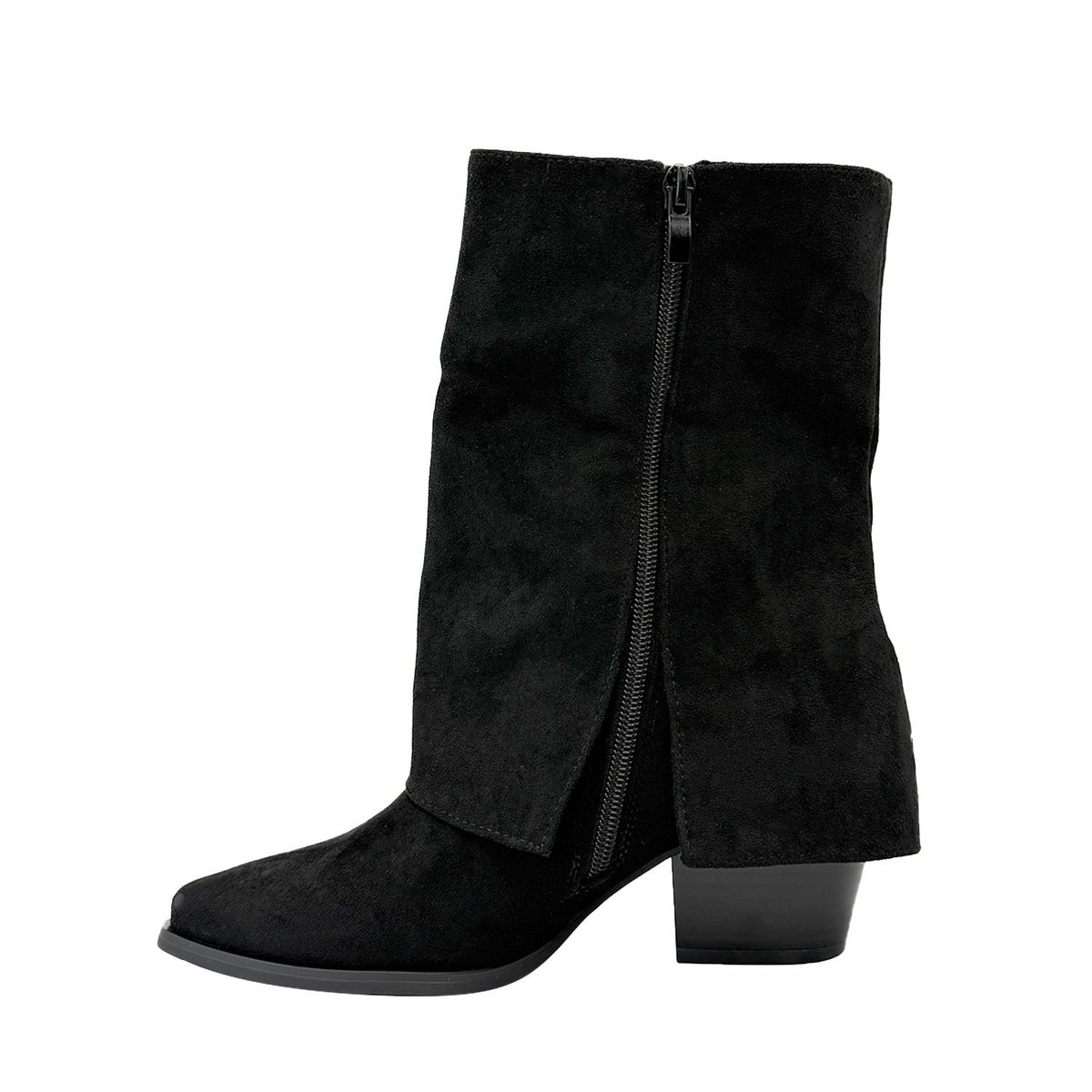 DINASTELLA - Botin alto para mujer flecos tapada Negro