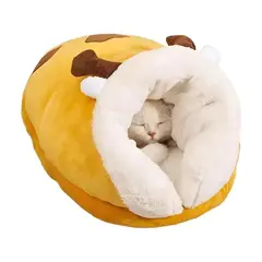 GENERICO - Cama Nido para Gatos Tipo Oruga Cálida Diseno Jirafa Talla L