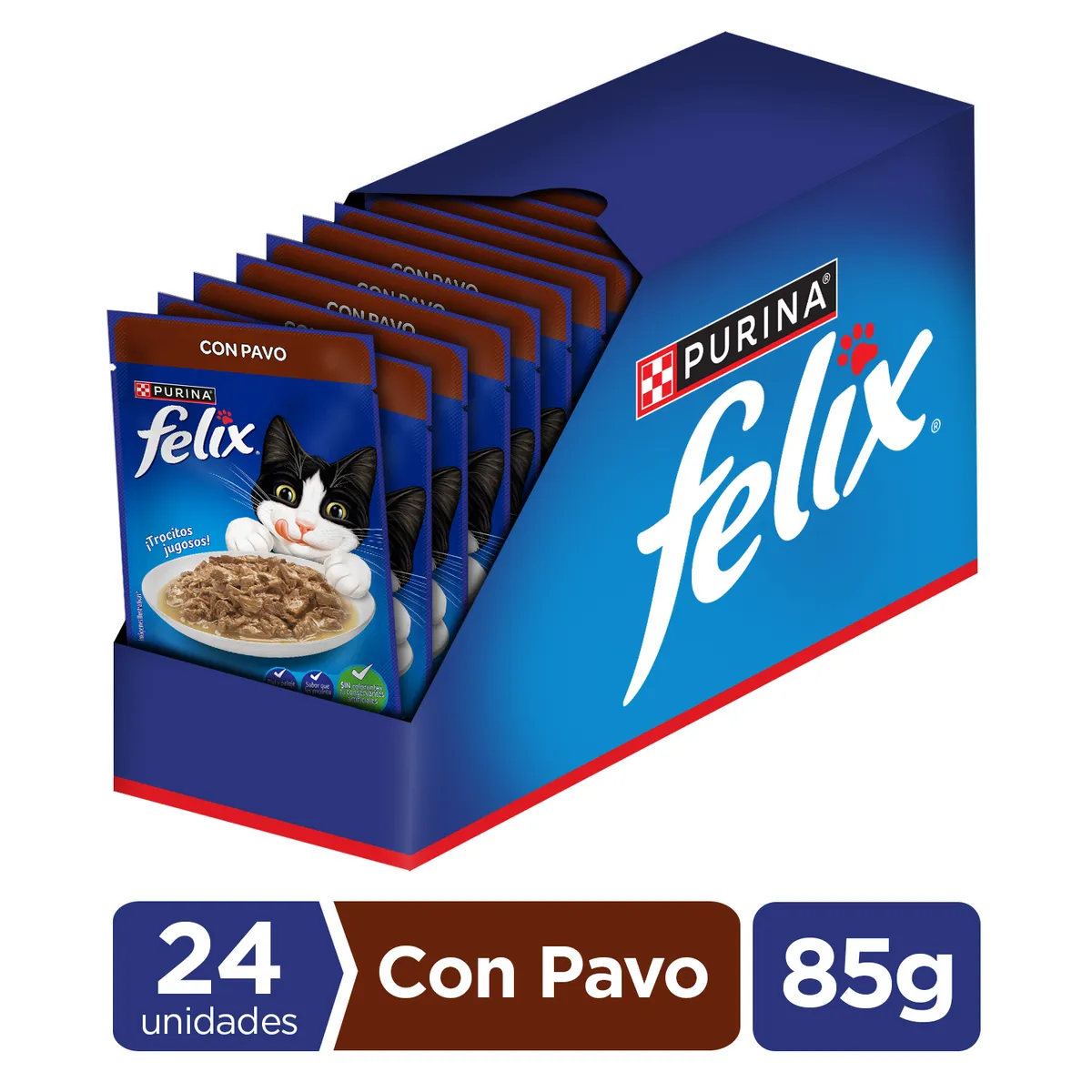 FELIX POUCH - Pack 24x Alimento húmedo para gato FELIX® Adultos con Pavo sobre 85g