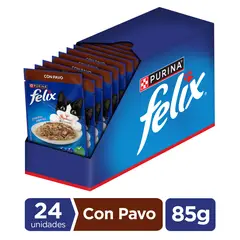 FELIX POUCH - Pack 24x Alimento húmedo para gato FELIX® Adultos con Pavo sobre 85g