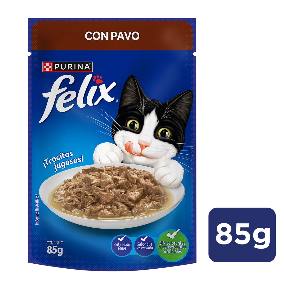 FELIX POUCH - Pack 24x Alimento húmedo para gato FELIX® Adultos con Pavo sobre 85g