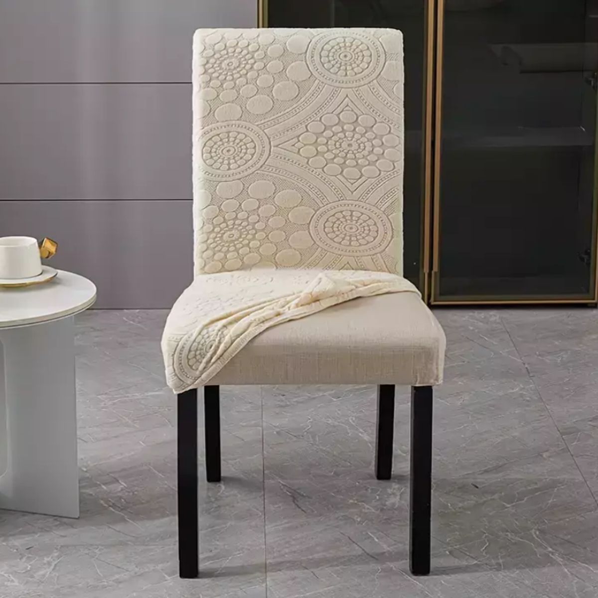 COMPRAPO - Pack X 6 Fundas Cubre Silla Protectora Mandala Boho Crema
