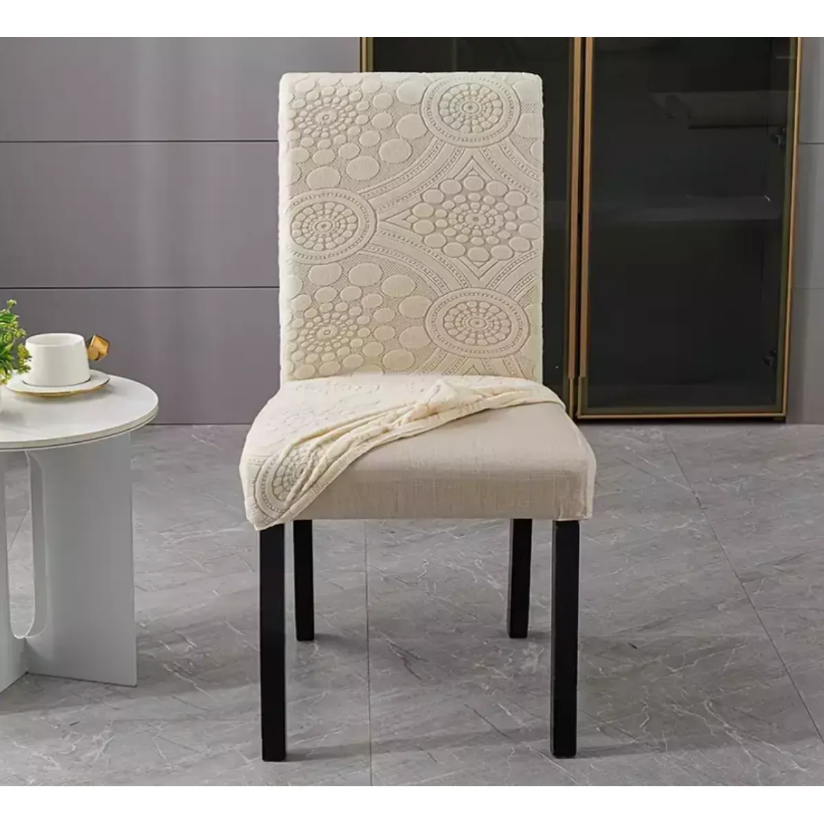 COMPRAPO - Pack X 6 Fundas Cubre Silla Protectora Mandala Boho Crema