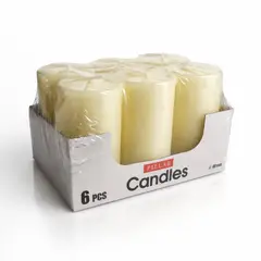 GENERICO - Pack 6 Velas Cirios Blancos 4x7,5 Cm Decoración Hogar