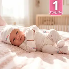 JUMP KIDS - Conjunto Set 5 Piezas Body Camiseta Panty Gorro Manoplas Algodón Bebé Niña