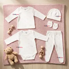 JUMP KIDS - Conjunto Set 5 Piezas Body Camiseta Panty Gorro Manoplas Algodón Bebé Niña