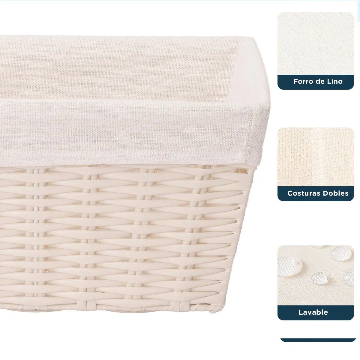 GENERICO - Canasto Cesta Organizadora Carry All Estilo Ratán Crema S BELUG
