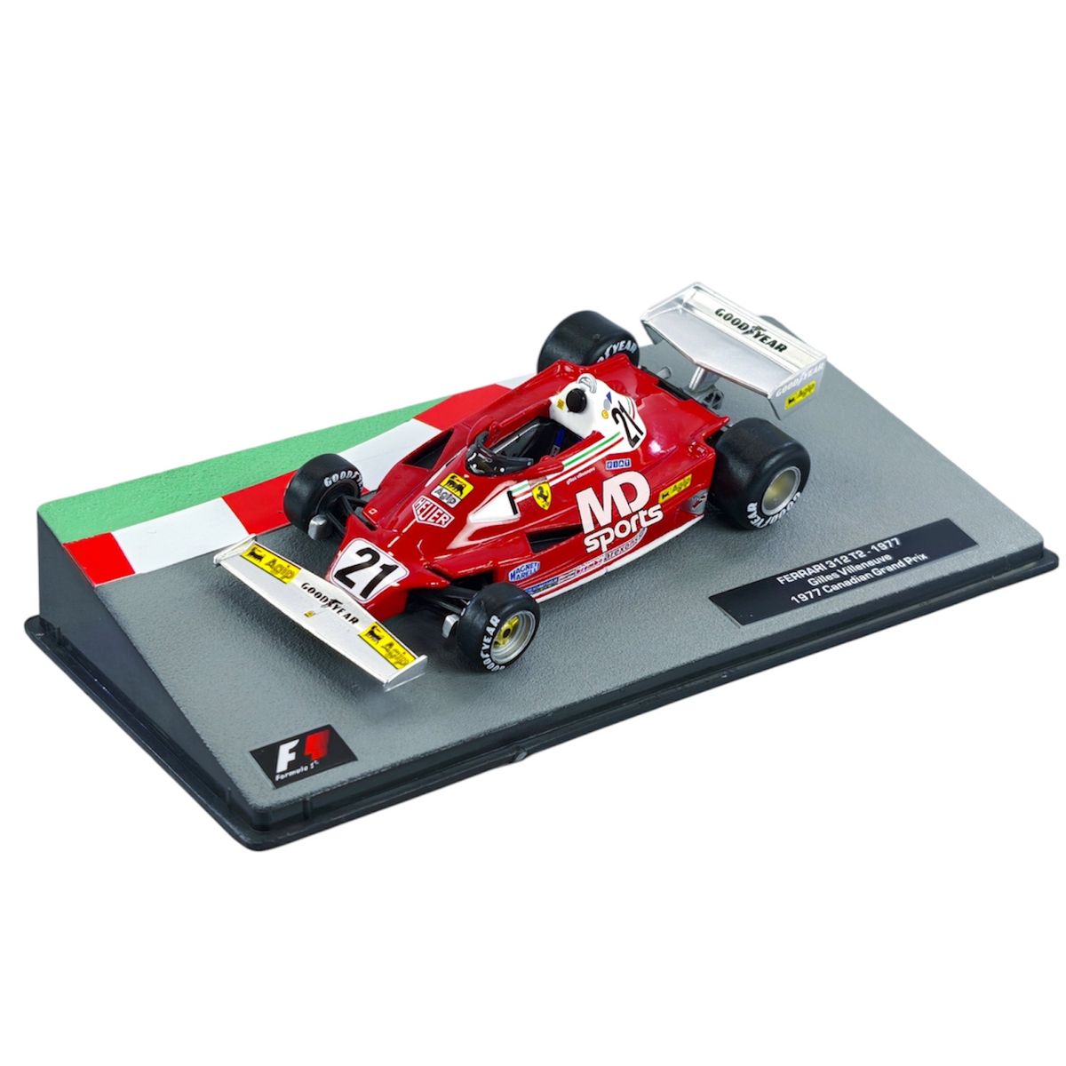 FORMULA 1 - Auto F1 Ferrari 312 T2 1977 #21 Gilles Villeneuve Caja Acrilica Altaya 1:43