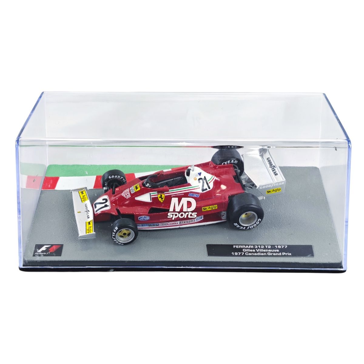 FORMULA 1 - Auto F1 Ferrari 312 T2 1977 #21 Gilles Villeneuve Caja Acrilica Altaya 1:43