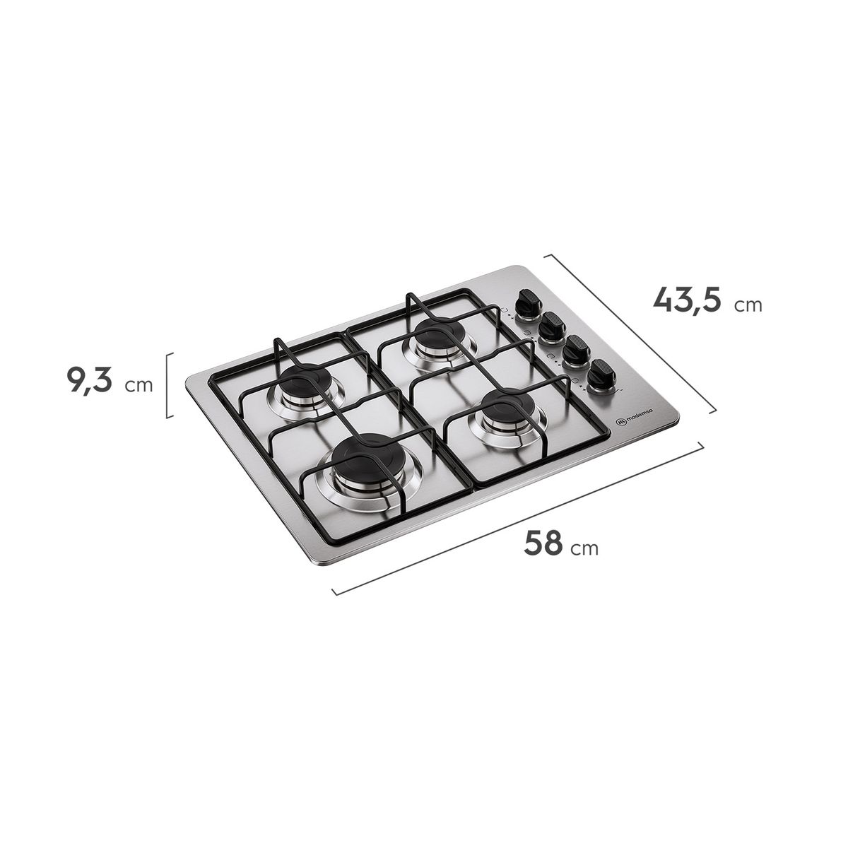 MADEMSA - Encimera a Gas 4 Platos Encendido Automático KM4NX Inox