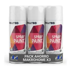 FULLTEC - Pack X3 Spray Tela Madera Metal Plastico Vehicular Blanco Mate