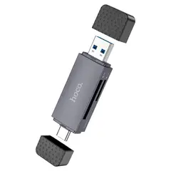 HOCO - Lector Tarjeta Dual USB-C USB 2.0 Adaptador HB45
