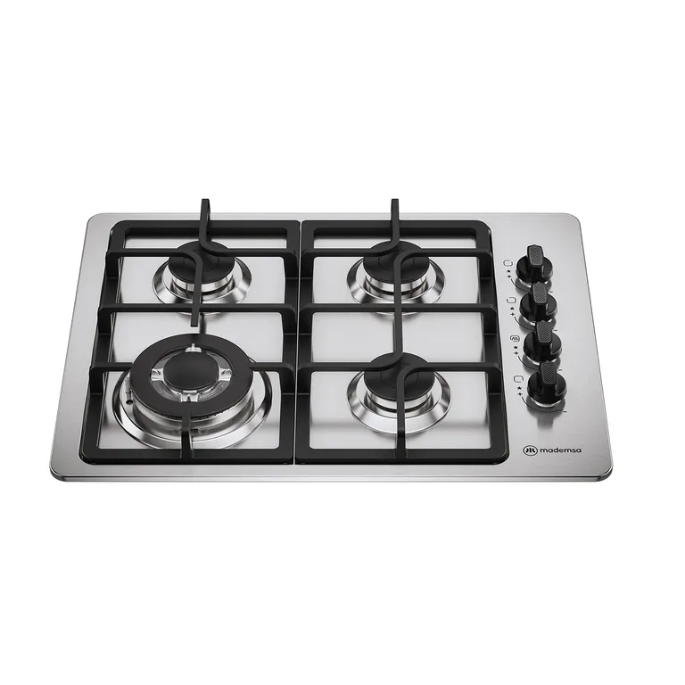 MADEMSA Encimera a Gas 4 Platos Triple Llama y Parrilla Hierro Fundido KM4TX