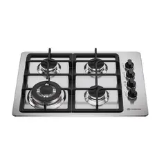MADEMSA - Encimera a Gas 4 Platos Triple Llama y Parrilla Hierro Fundido KM4TX