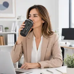 MOVI - Vaso Térmico Inteligente con Pantalla LED de Temperatura Café Antiderrame Acero Inoxidable Portátil