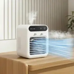 GENERICO - MINI ENFRIADOR DE AIRE PORTÁTIL USB CON HUMIFICADOR Y LUZ LED