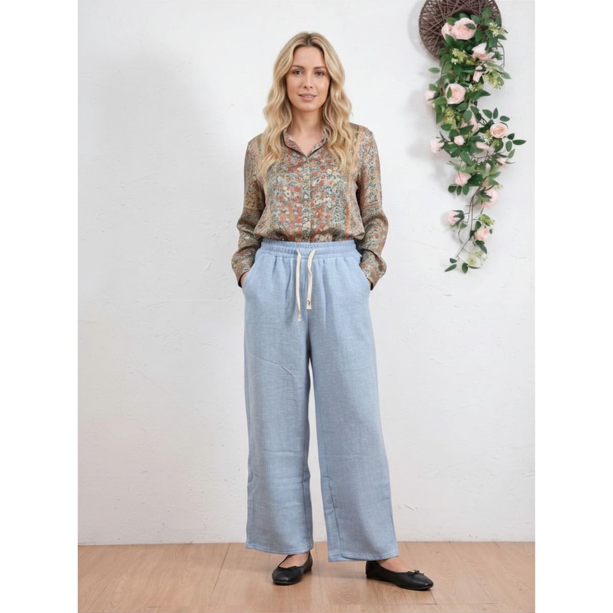 LIKE SHOP - Pantalón Largo Recto Mujer Tipo Lanilla Invierno Grueso 7505