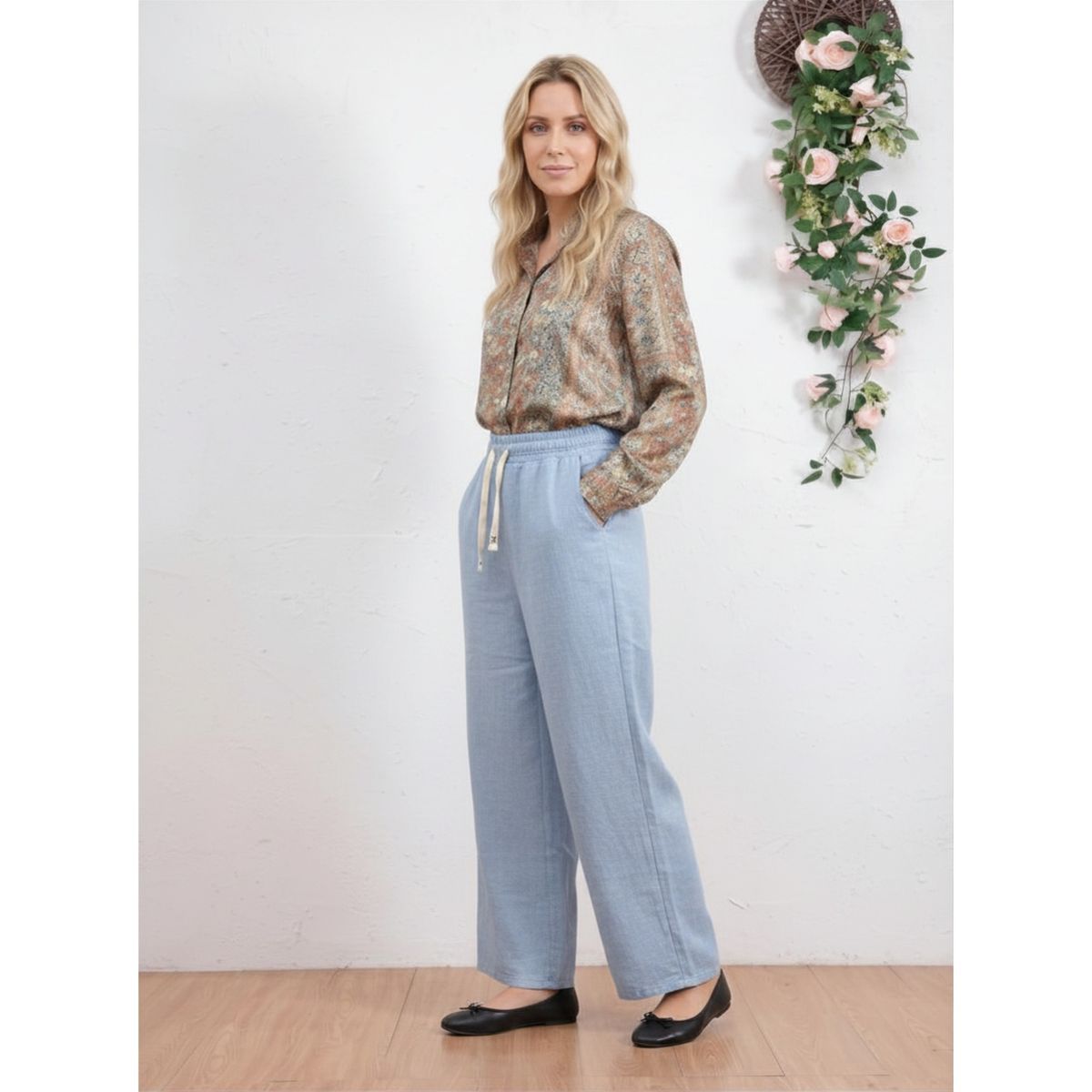LIKE SHOP - Pantalón Largo Recto Mujer Tipo Lanilla Invierno Grueso 7505