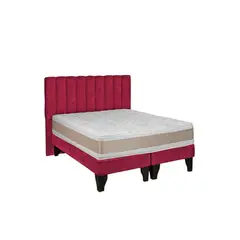 GENERICO - Cama 2 Plazas Con Colchon Color Roja Rayas