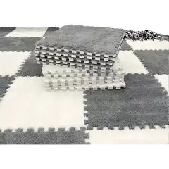 GENERICO - SET 10 ALFOMBRAS GOMA EVA PELUDAS 30X30CM - COLOR GRIS DECORATIVO