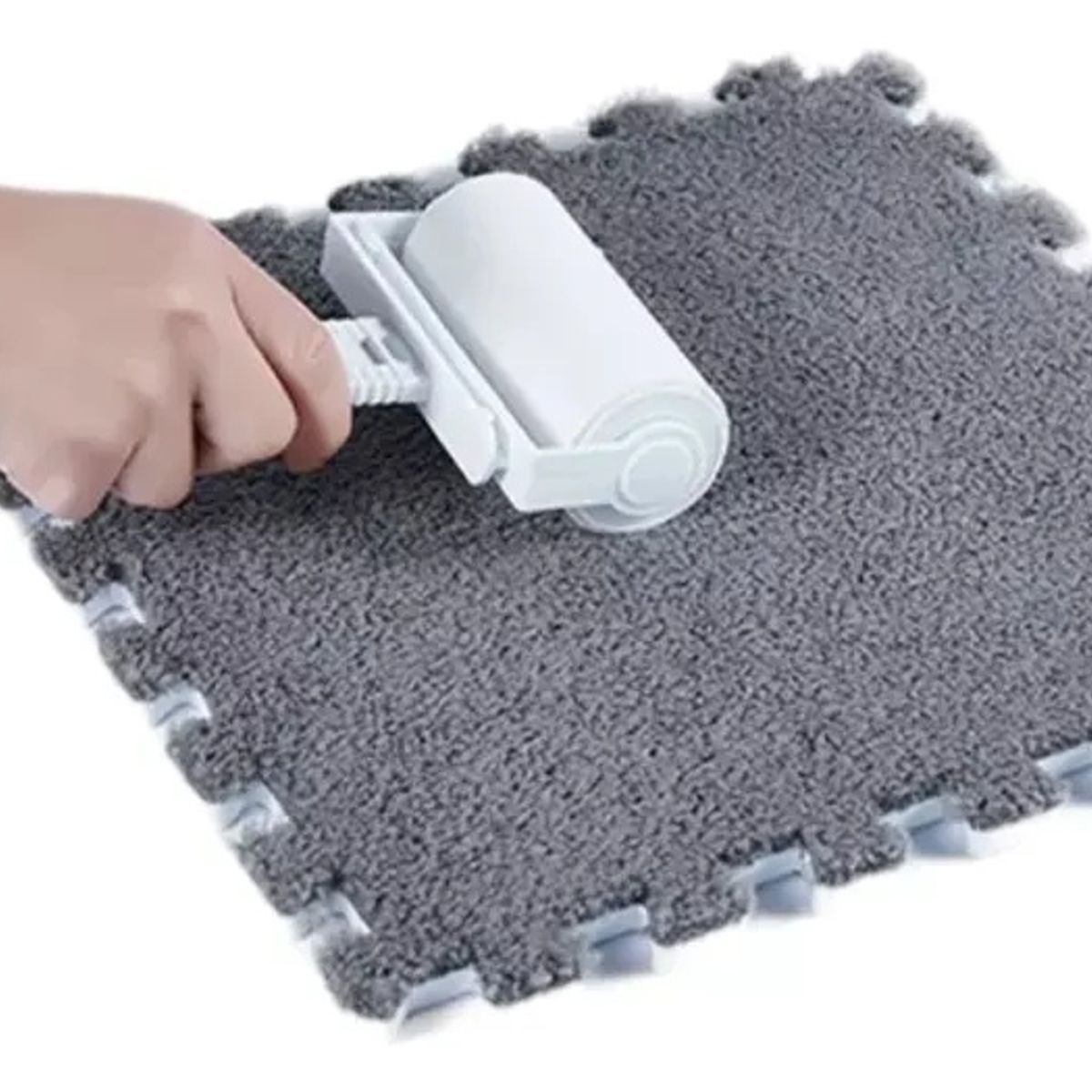 GENERICO - SET 10 ALFOMBRAS GOMA EVA PELUDAS 30X30CM - COLOR GRIS DECORATIVO