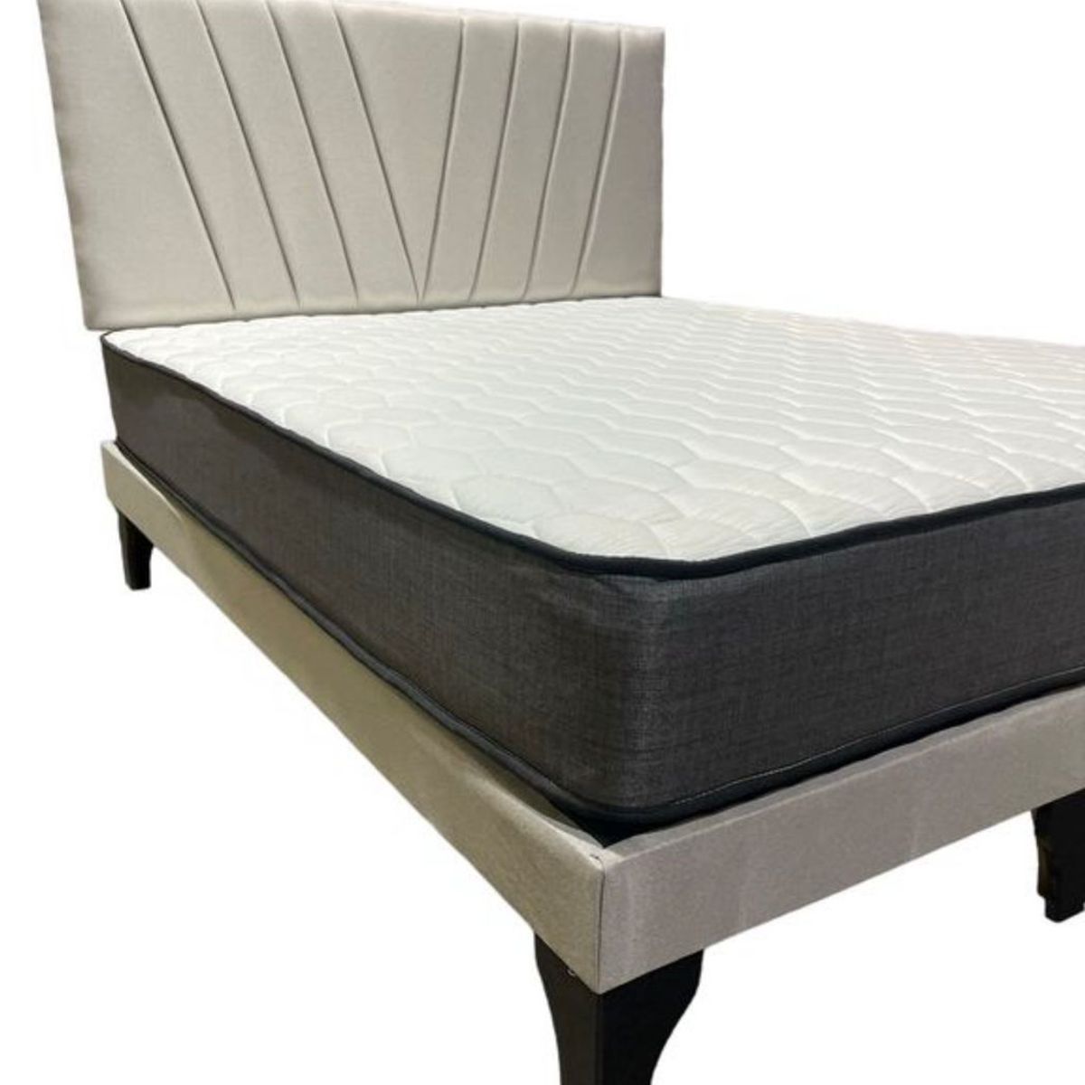 GENERICO - Cama 2 Plazas Color Gris Claro con colchon