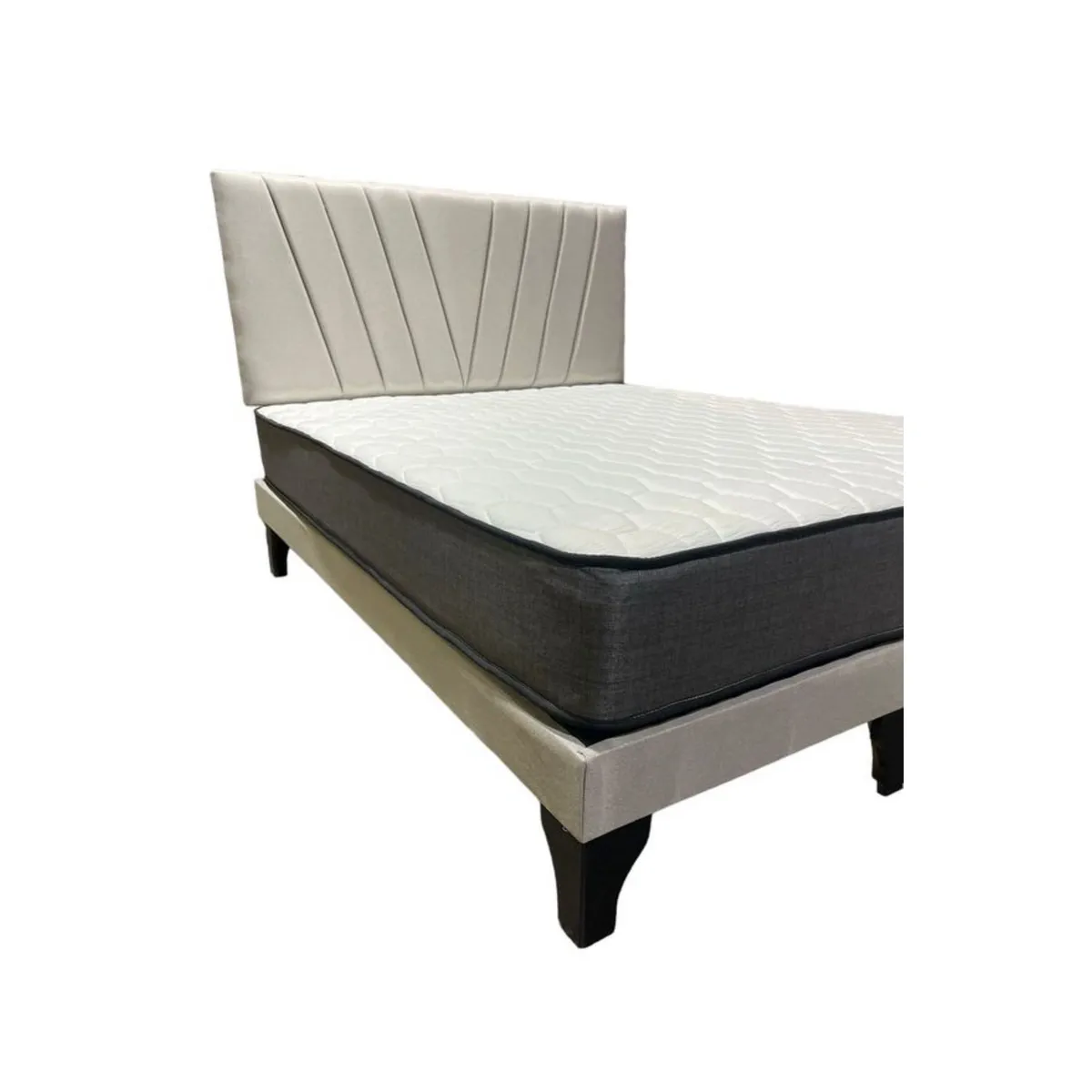 GENERICO - Cama 2 Plazas Color Gris Claro con colchon