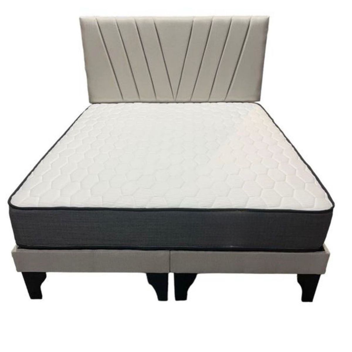GENERICO - Cama 2 Plazas Color Gris Claro con colchon