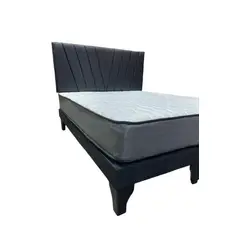 GENERICO - Cama Europea 2 Plazas Color Negro con colchon