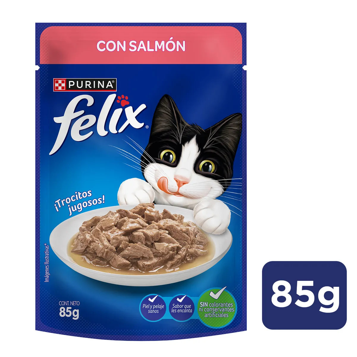 FELIX POUCH - Pack 24x Alimento húmedo para gato FELIX® Adultos con Salmón sobre 85g