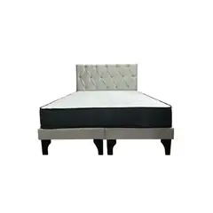 GENERICO - Cama 2 Plazas Europea Capitoneado Gris claro