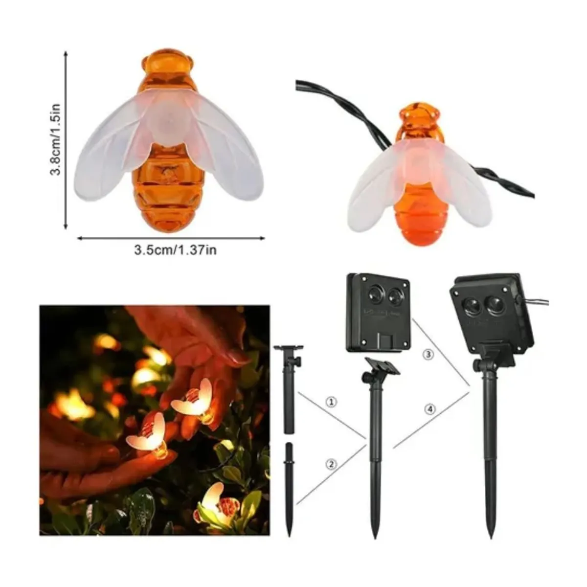 GENERICO - Guirnalda Solar 30 LED Luces De Abejas