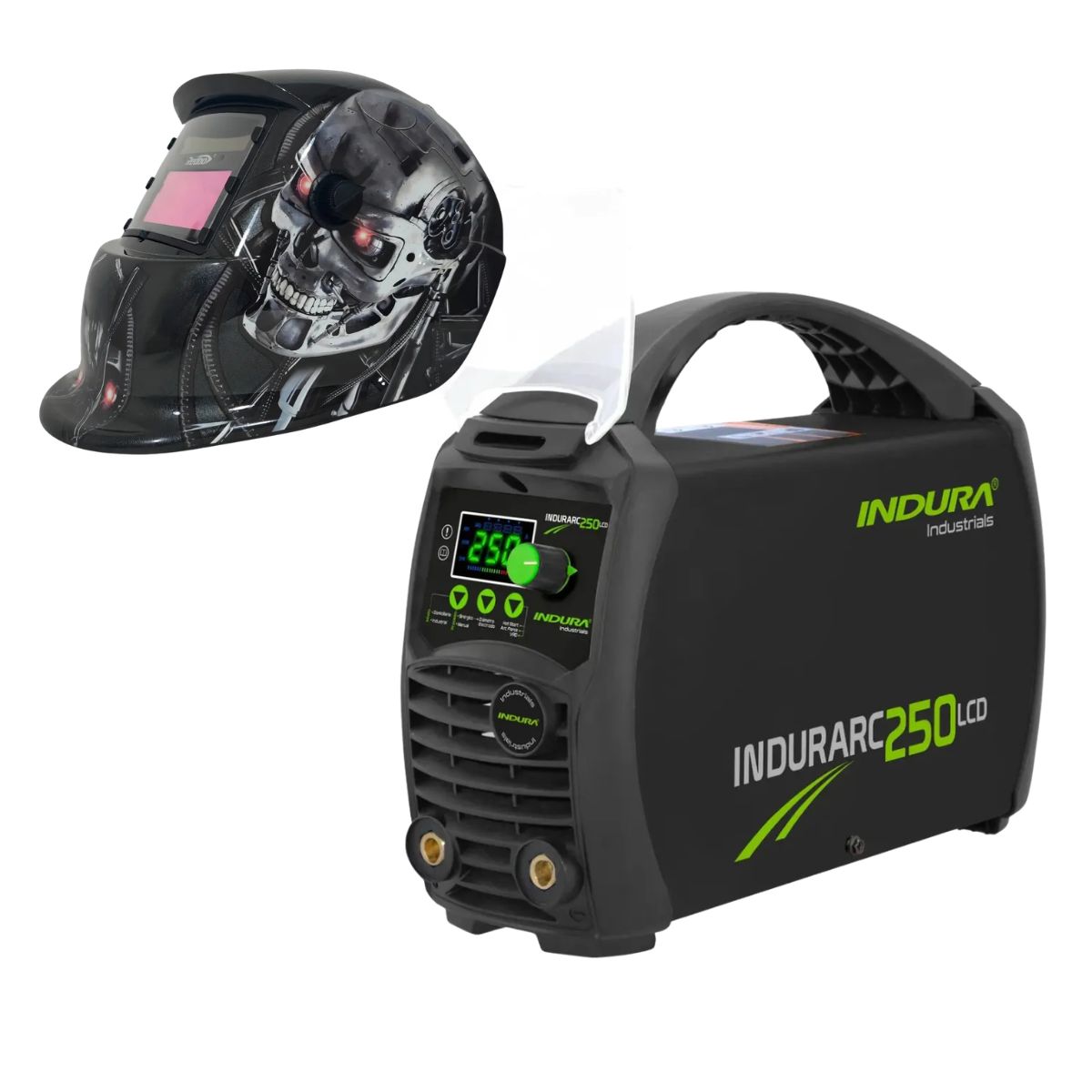 INDURA - kit Soldadora Indura 250A + Máscara Redbo RBLYE64
