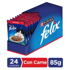 FELIX POUCH - Pack 24x Alimento húmedo para gato FELIX® Adultos con Carne sobre 85g