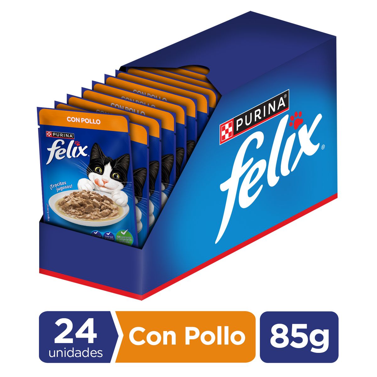 FELIX POUCH - Pack 24x Alimento húmedo para gato FELIX® Adultos con Pollo sobre 85g