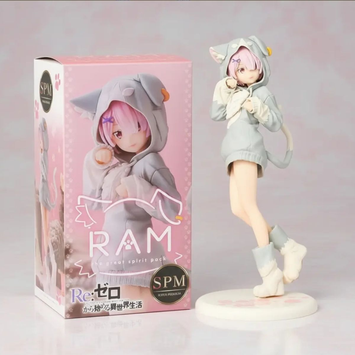 GENERICO - Figura Re:zero Ram Sakura  Rem Neko Gato 20cm