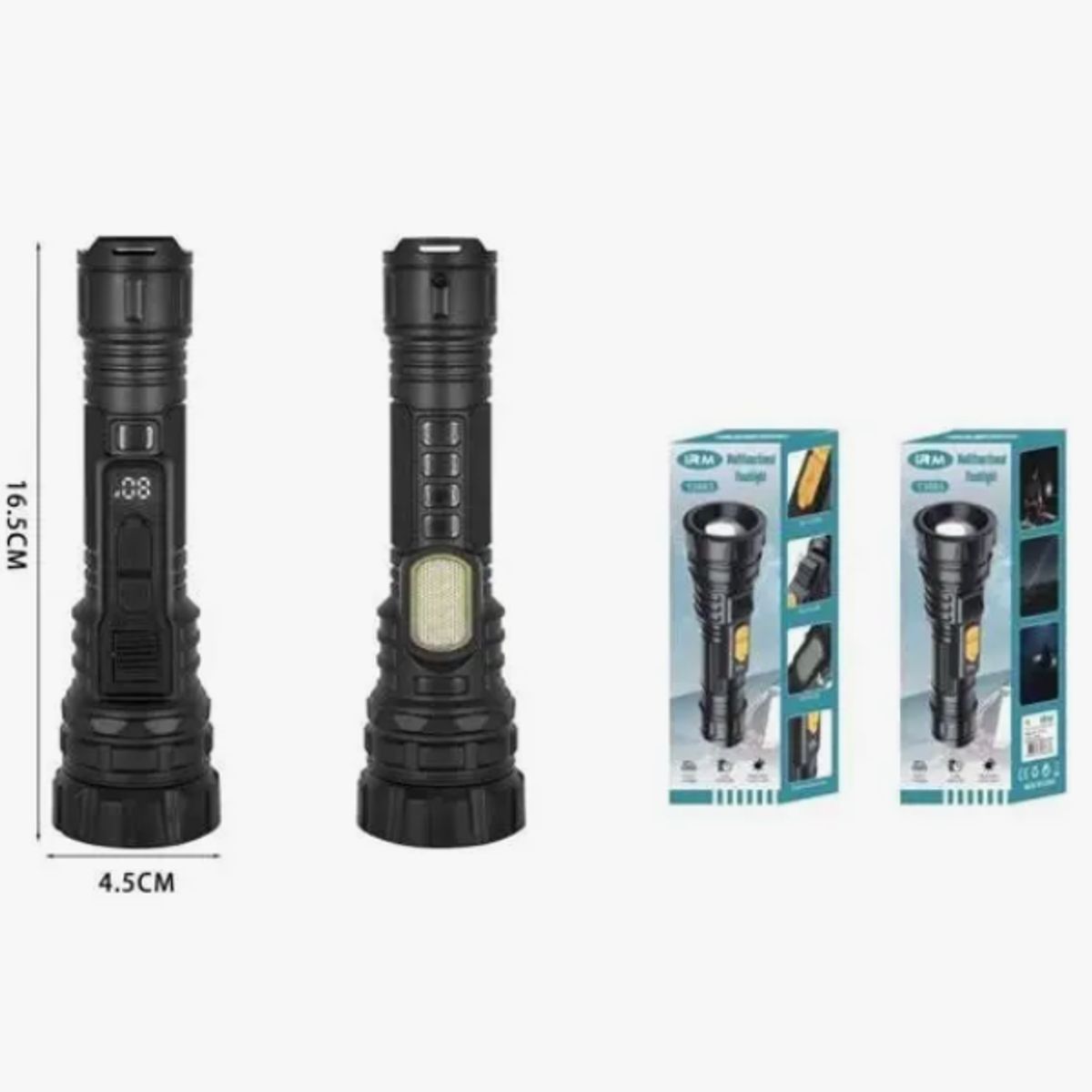 IRM - Linterna Antorcha De Mano 6 Modos De Luz Recargable