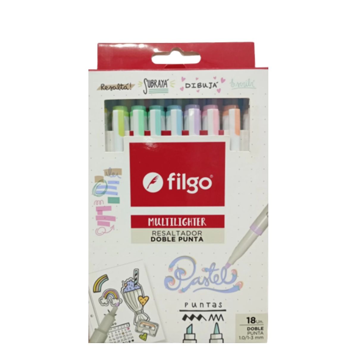 FILGO - Destacador Multilighter Doble punta Pastel - 18 colores
