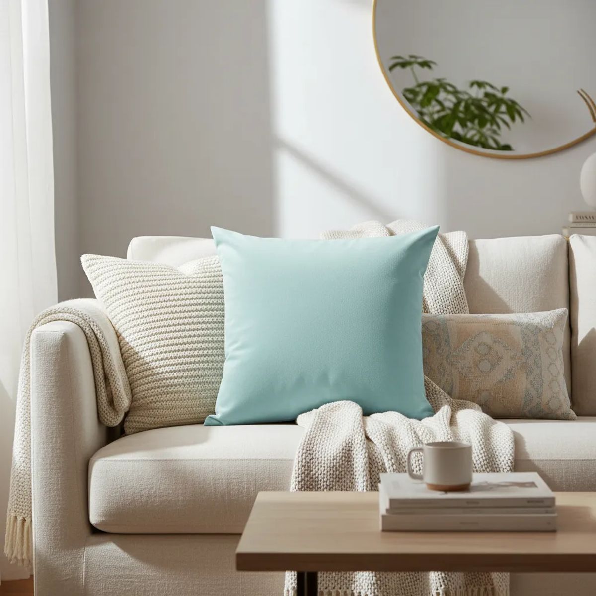 GENERICO - Cojín Velvet Menta 45x45 Cm Menta Liso Para Sofas Y Camas
