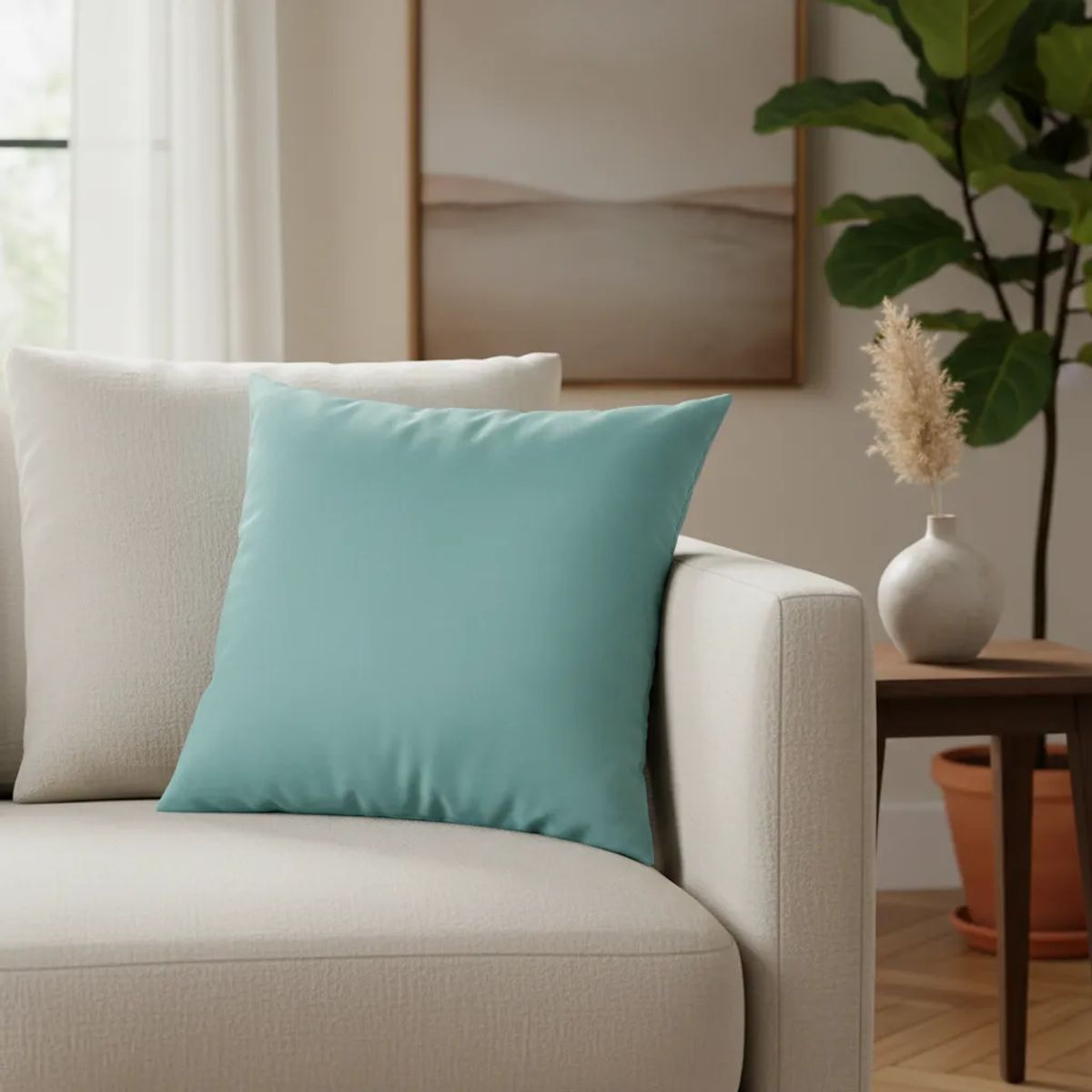 GENERICO - Cojín Velvet Menta 45x45 Cm Menta Liso Para Sofas Y Camas