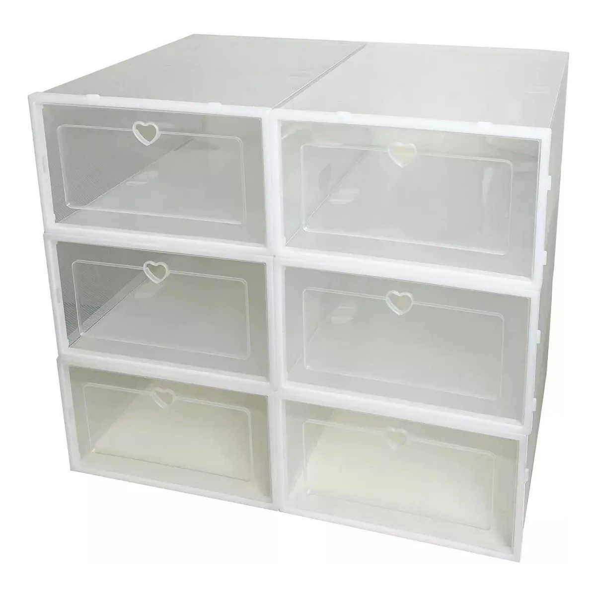 GENERICO - Pack 6 Organizador De Zapatos Caja Organizadora Colores Color Transparente Liso BELUG