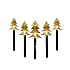 GENERICO - Pack 5 Estacas Arbolitos De Navidad Luces Solares