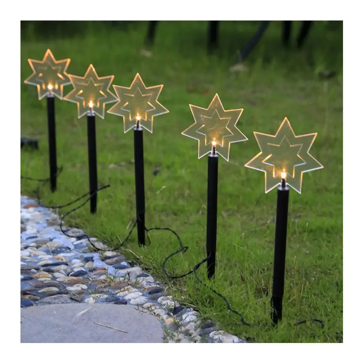 GENERICO - Pack 5 Estacas Luces Solares De Estrellas Para Exteriores