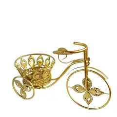 GENERICO - Macetero Tipo Bicicleta Metal Dorado 45 cm