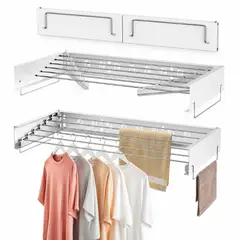GENERICO - Tendedero Ropas Plegable Retractil Para Pared Ahorra Espacio